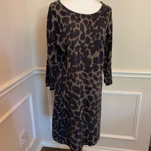 Banana Republic Leopard Dress 100% Merino Wool XL